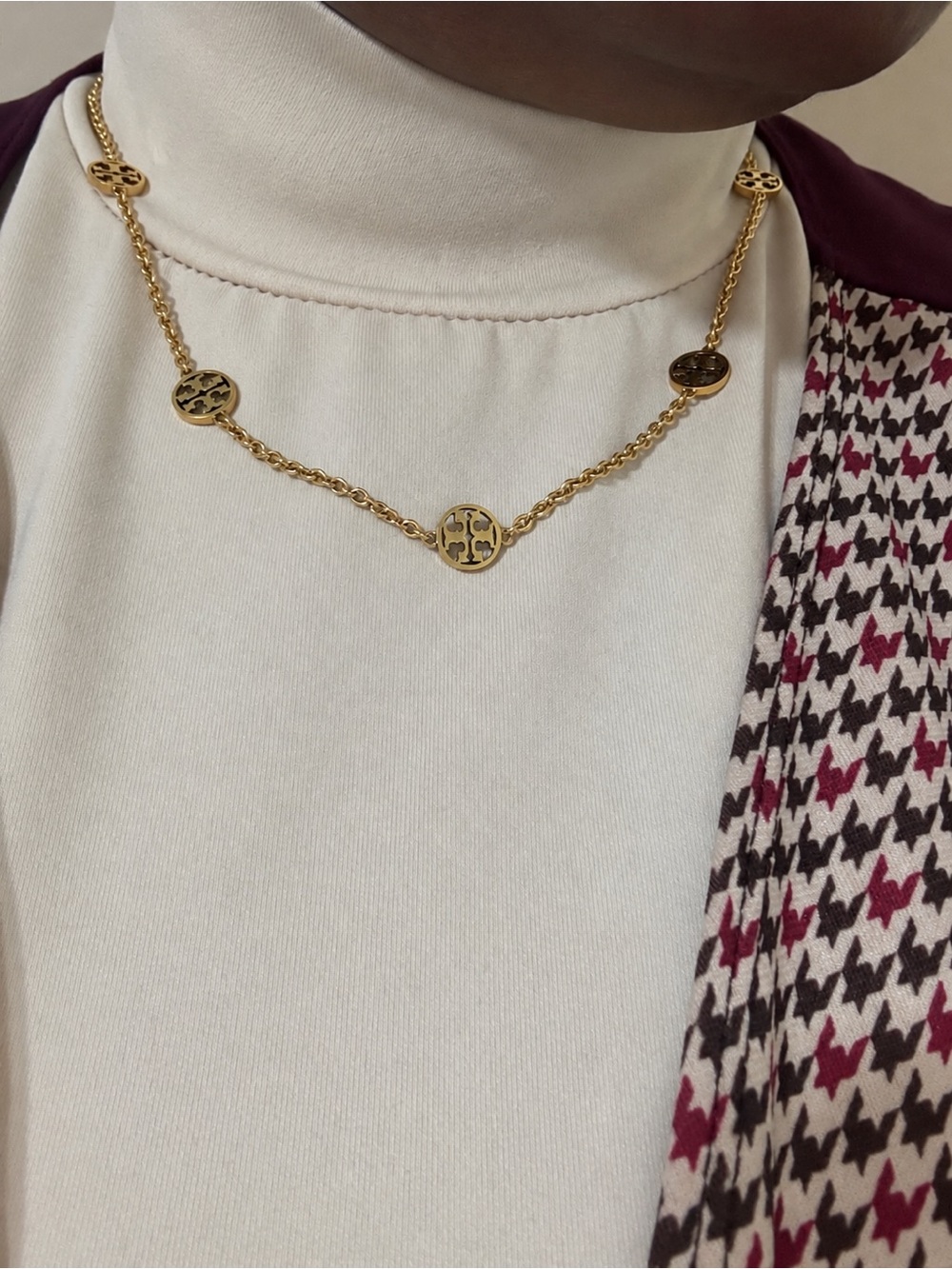 Tory Burch Logo Station Gold Necklace  | Pre-Owned